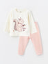 LC Waikiki Crew Neck Velvet Girls' Baby Pajama Set